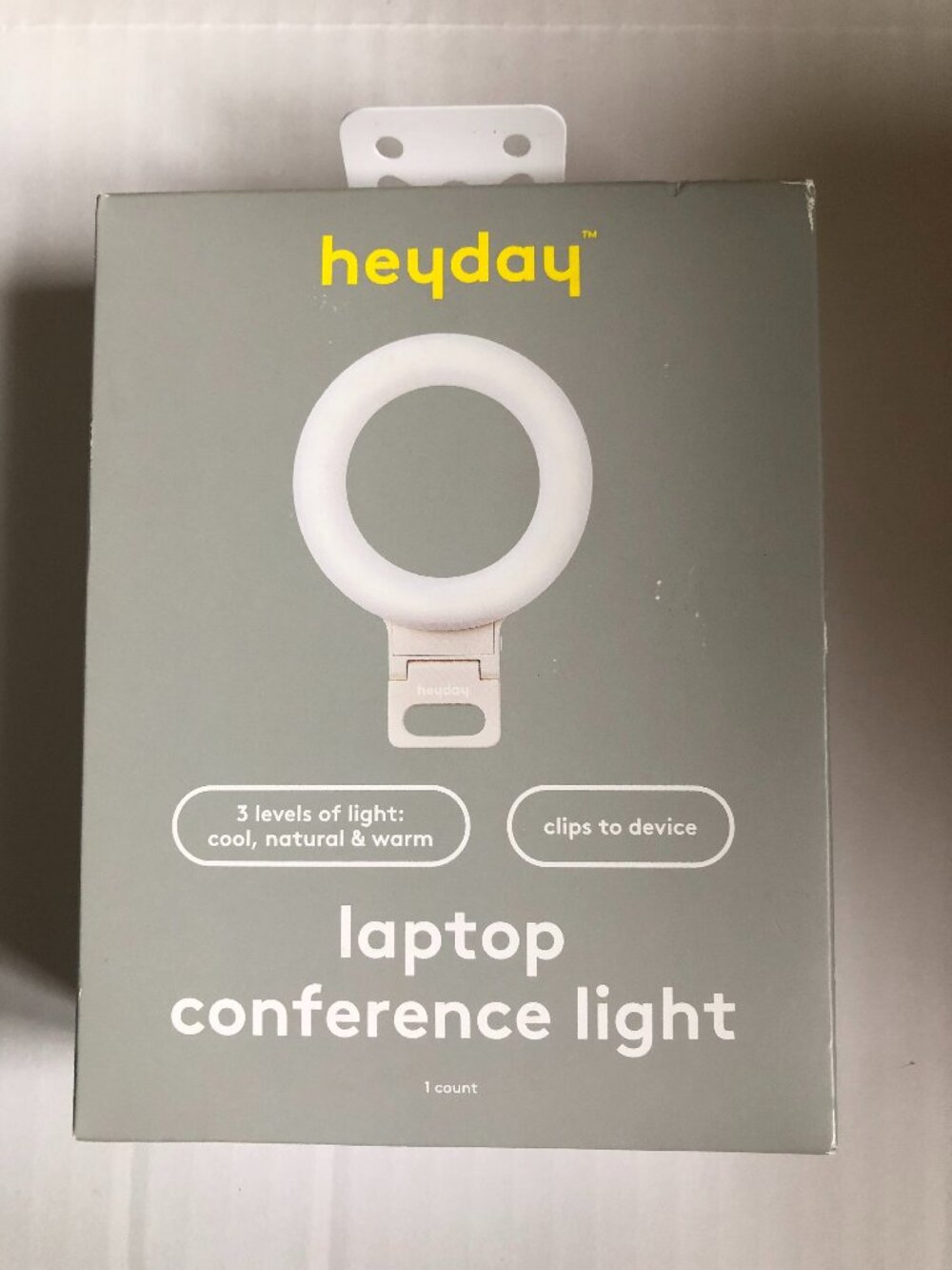 Heyday Laptop Conference Clip-On Ring Light Stone White New Sealed